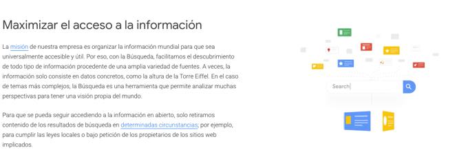 Misión de Google - Maximizar el acceso a la información